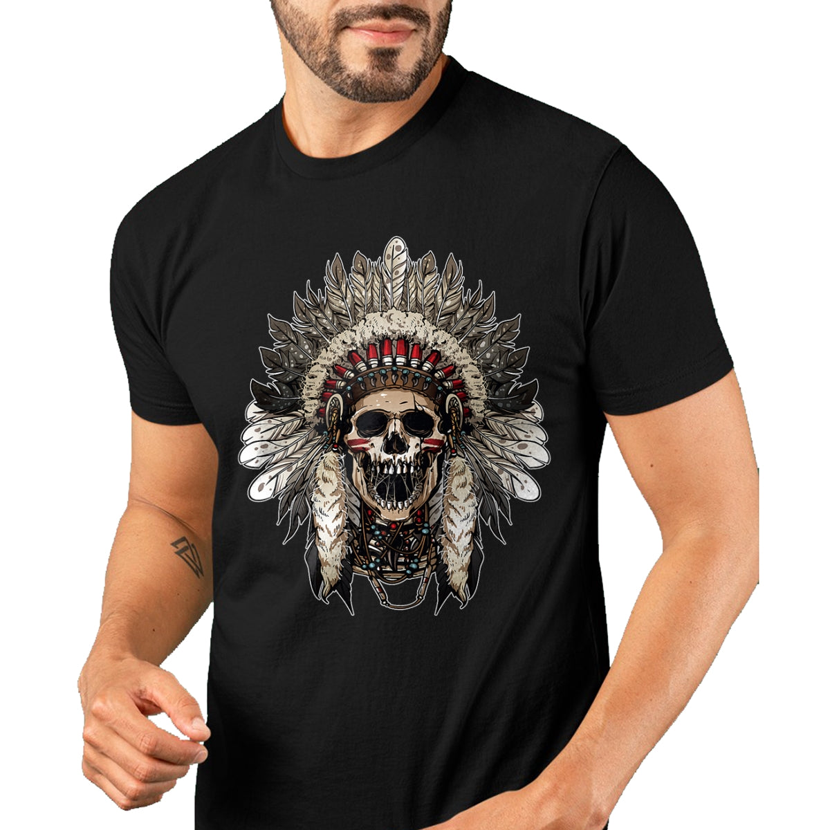 Native American T-Shirts, Vintage Native American Unisex T-Shirt/Hoodie/Sweatshirt HLT00 - American Flag - Chief Head Native American Indians Warbonnets Headdress T-Shirt (1)