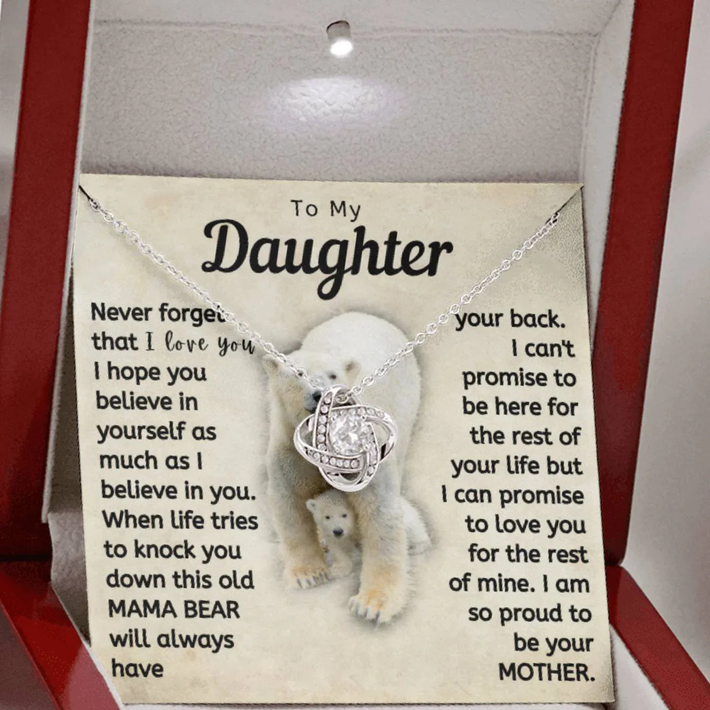 TO MY DAUGHTER FROM MOM - Premium Love Knot Necklace