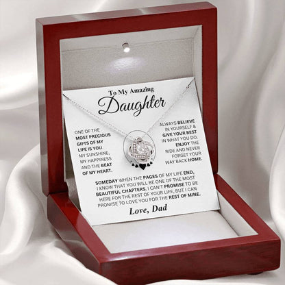 TO MY DAUGHTER FROM DAD "I PROMISE TO LOVE YOU FOR THE REST OF MINE" - Premium Love Knot Necklace