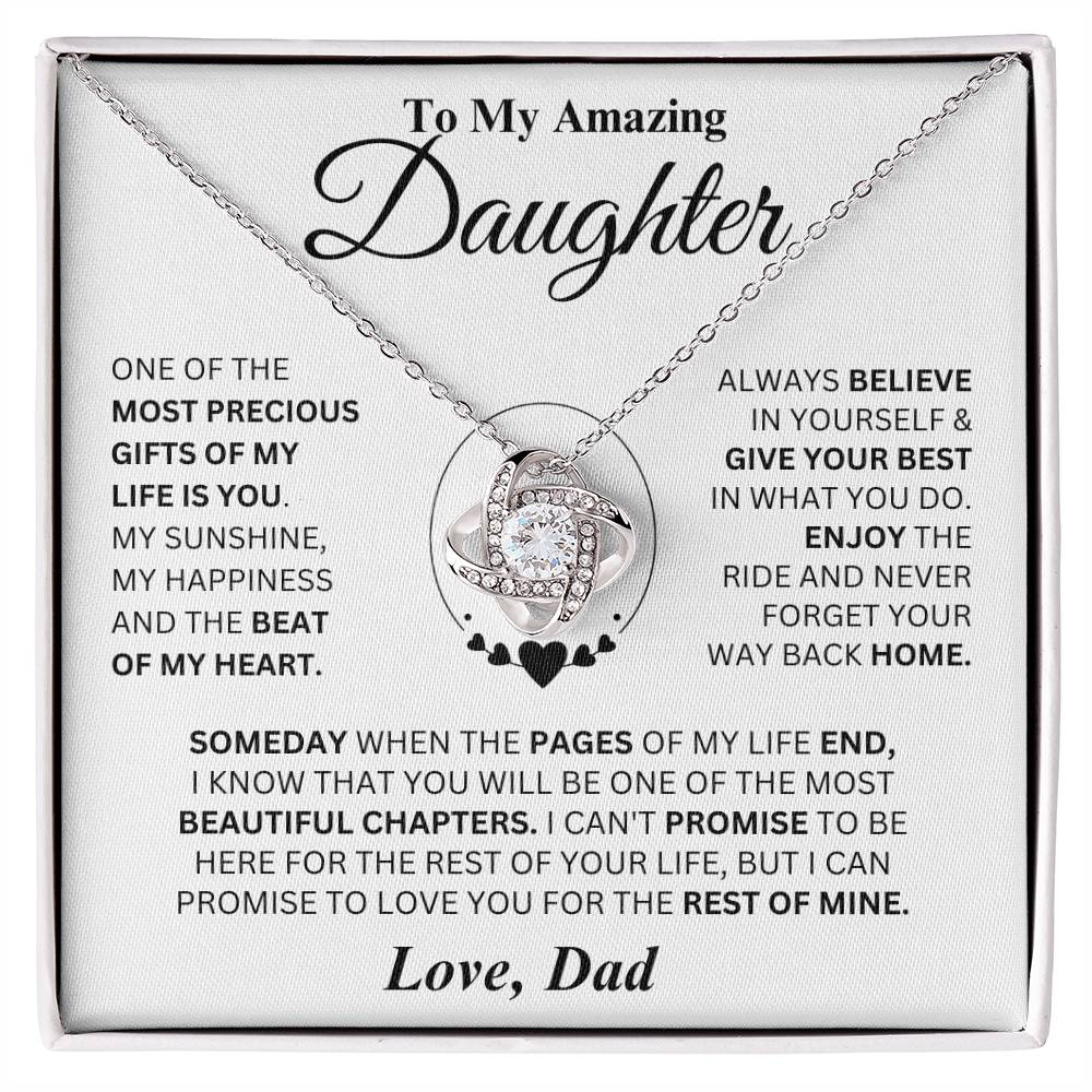 TO MY DAUGHTER FROM DAD "I PROMISE TO LOVE YOU FOR THE REST OF MINE" - Premium Love Knot Necklace