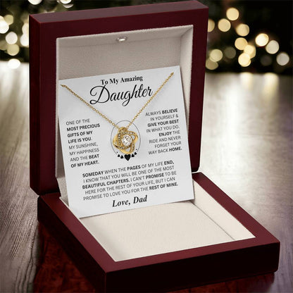 TO MY DAUGHTER FROM DAD "I PROMISE TO LOVE YOU FOR THE REST OF MINE" - Premium Love Knot Necklace