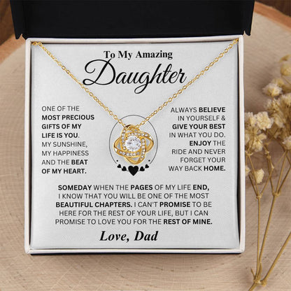 TO MY DAUGHTER FROM DAD "I PROMISE TO LOVE YOU FOR THE REST OF MINE" - Premium Love Knot Necklace