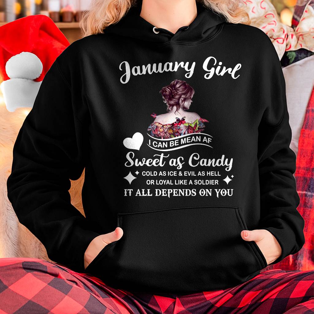 January Girl T-Shirt – Sweet As Candy, Cold As Ice - Birthday Gift for Women - EBIL01 (SKU26T-01-38-01)