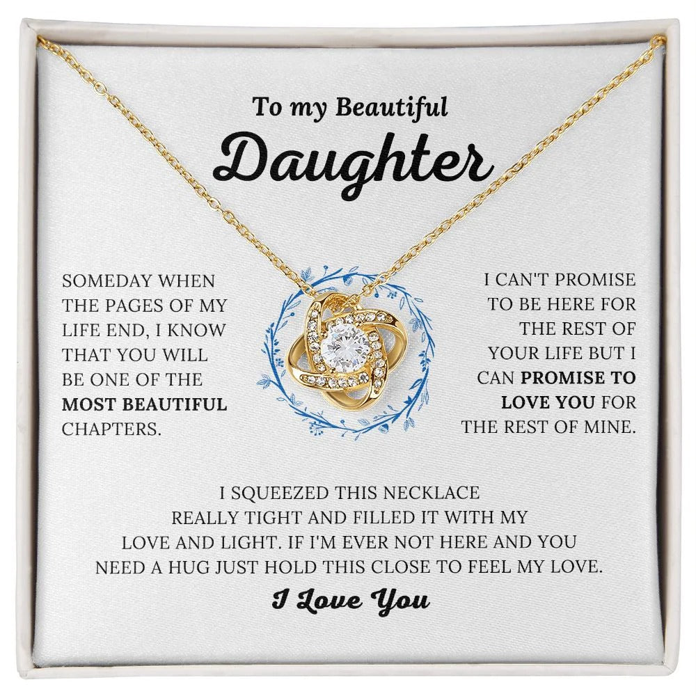 TO MY DAUGHTER FROM MOM and FROM DAD "Promise to Love You" - Premium Love Knot Necklace