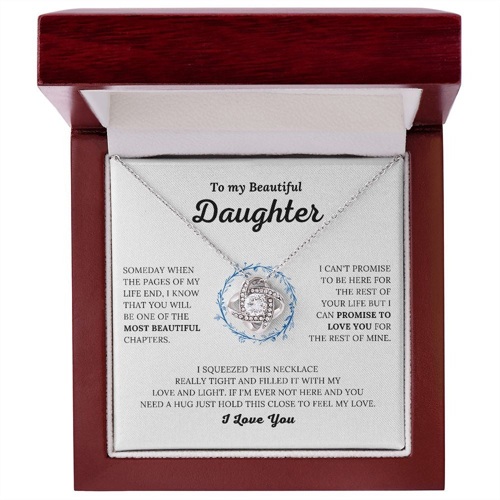 TO MY DAUGHTER FROM MOM and FROM DAD "Promise to Love You" - Premium Love Knot Necklace