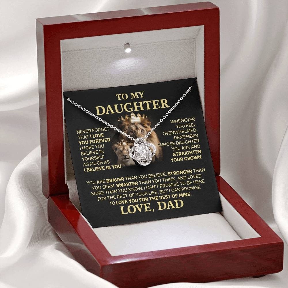 TO MY DAUGHTER FROM DAD "Love You For The Rest Of Mine" - Premium Love Knot Necklace