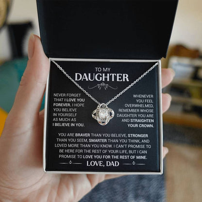 TO MY DAUGHTER FROM DAD "Believe in Yourself" - Premium Love Knot Necklace