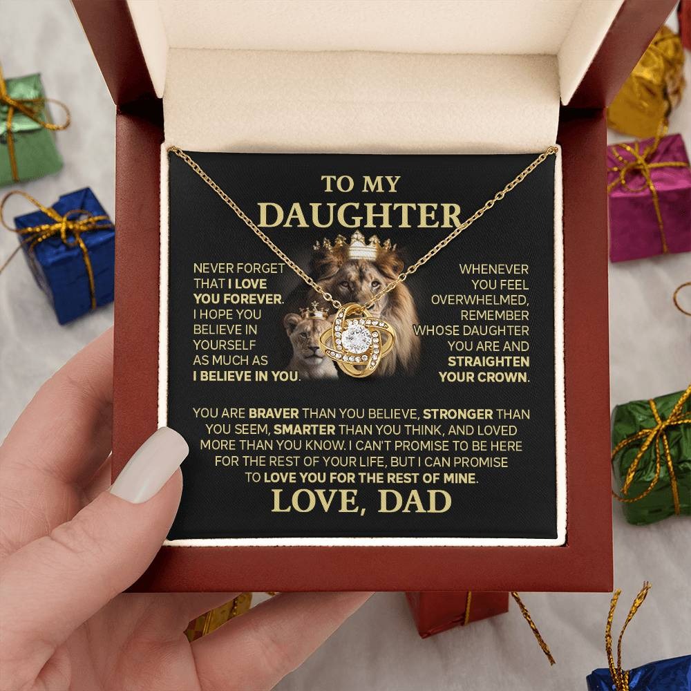 TO MY DAUGHTER FROM DAD "Love You For The Rest Of Mine" - Premium Love Knot Necklace