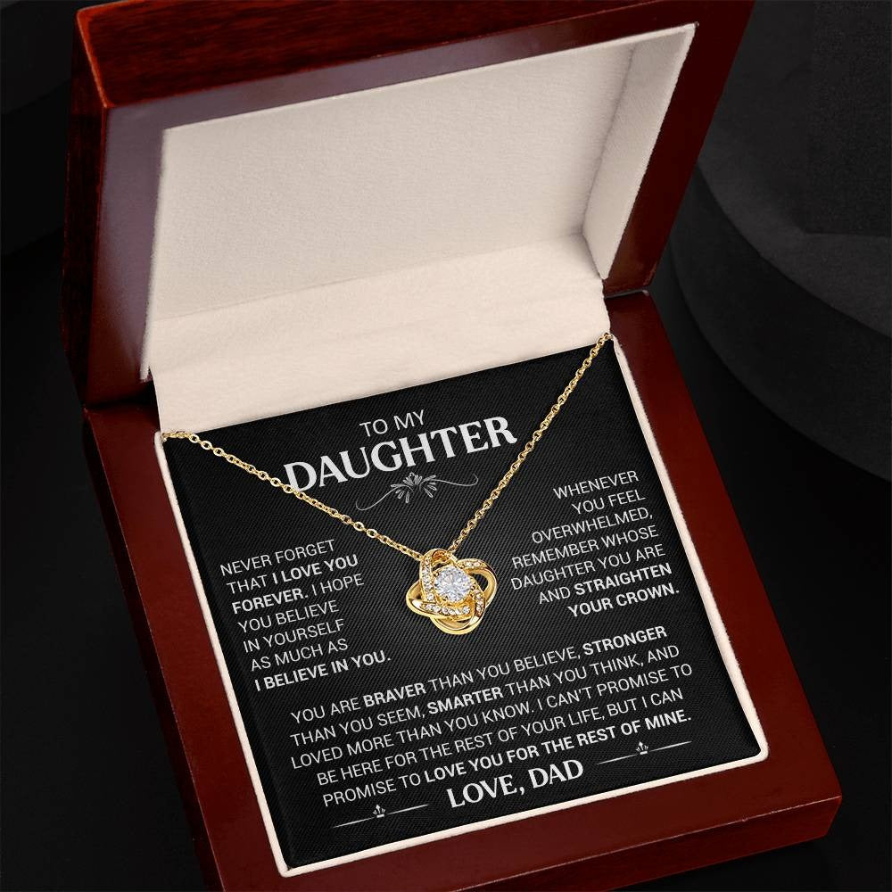 TO MY DAUGHTER FROM DAD "Believe in Yourself" - Premium Love Knot Necklace