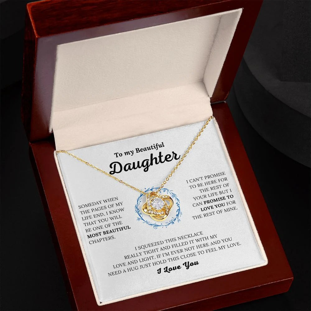 TO MY DAUGHTER FROM MOM and FROM DAD "Promise to Love You" - Premium Love Knot Necklace