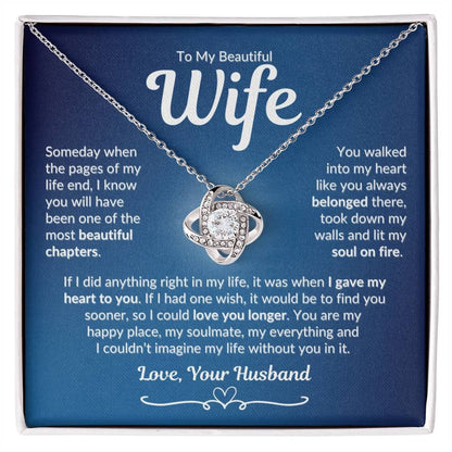 TO MY WIFE FROM HUSBAND "Lit My Soul on Fire" - Premium Love Knot Necklace
