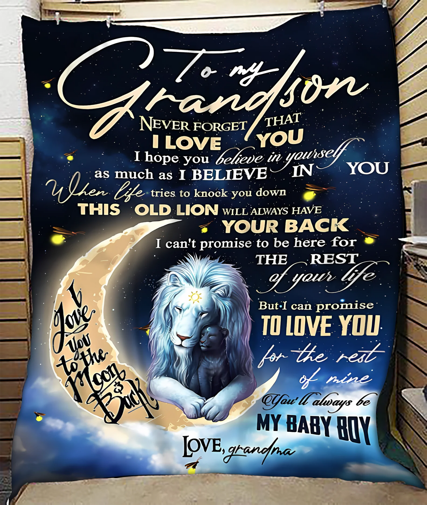 BLANKET FOR GRANDSON – COMFORT & WARMTH GIFT FROM GRANDMA  Sherpa Fleece Quilt Blanket EBIL00 (SKU-CHAU-B19)