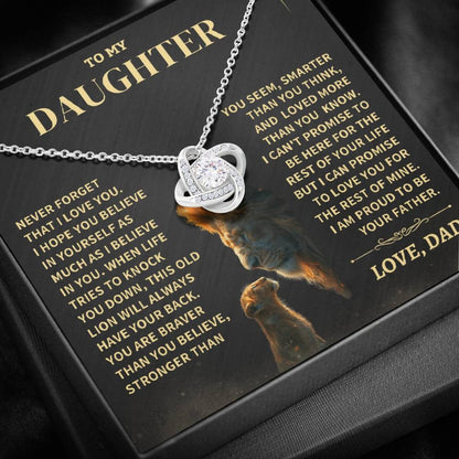 TO MY DAUGHTER "Promise To Love You For The Rest Of Mine" - FROM DAD - Premium Love Knot Necklace