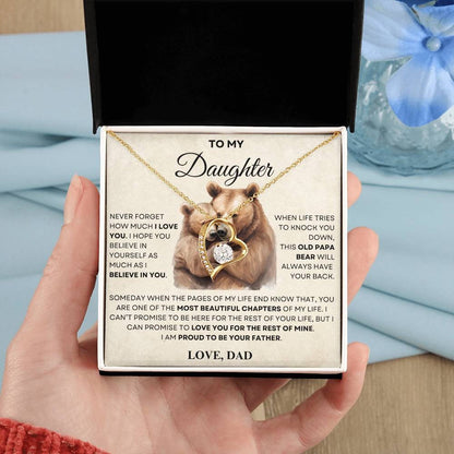 TO MY DAUGHTER - GIFT FROM DAD "Love You For The Rest Of Mine" - Forever Love Necklace