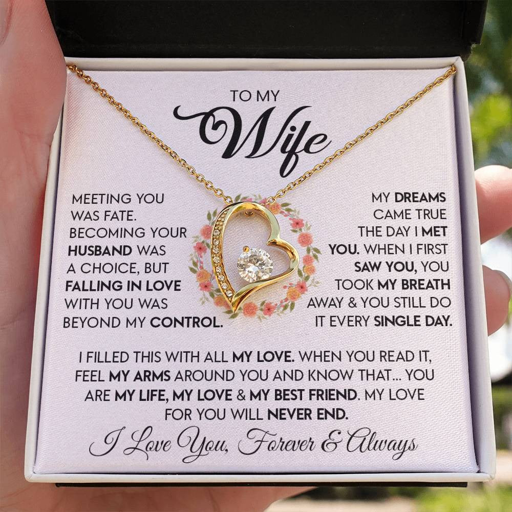 TO MY WIFE - GIFT FROM HUSBAND "Meeting You Was Fate" - Forever Love Necklace (SKUJ12-279)