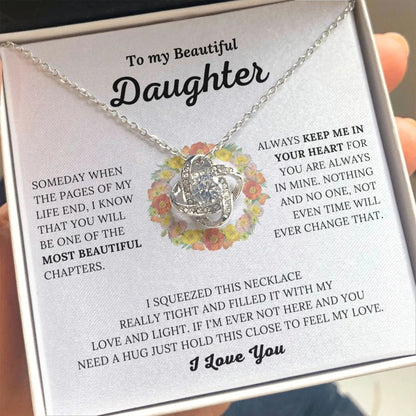 TO MY DAUGHTER FROM MOM and FROM DAD "Keep Me In Your Heart" - Premium Love Knot Necklace