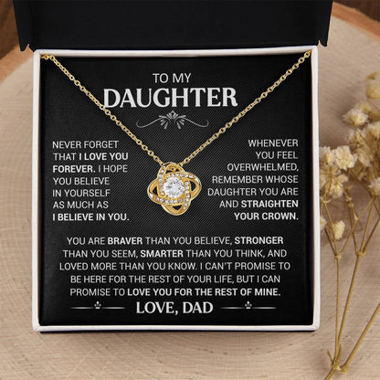 TO MY DAUGHTER FROM DAD "Believe in Yourself" - Premium Love Knot Necklace