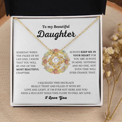 TO MY DAUGHTER FROM MOM and FROM DAD "Keep Me In Your Heart" - Premium Love Knot Necklace