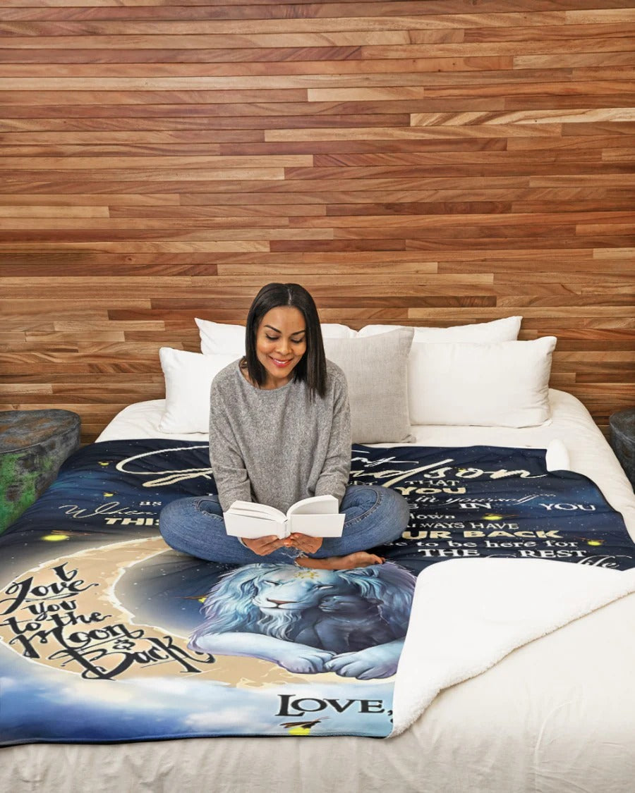 BLANKET FOR GRANDSON – COMFORT & WARMTH GIFT FROM GRANDMA  Sherpa Fleece Quilt Blanket EBIL00 (SKU-CHAU-B19)