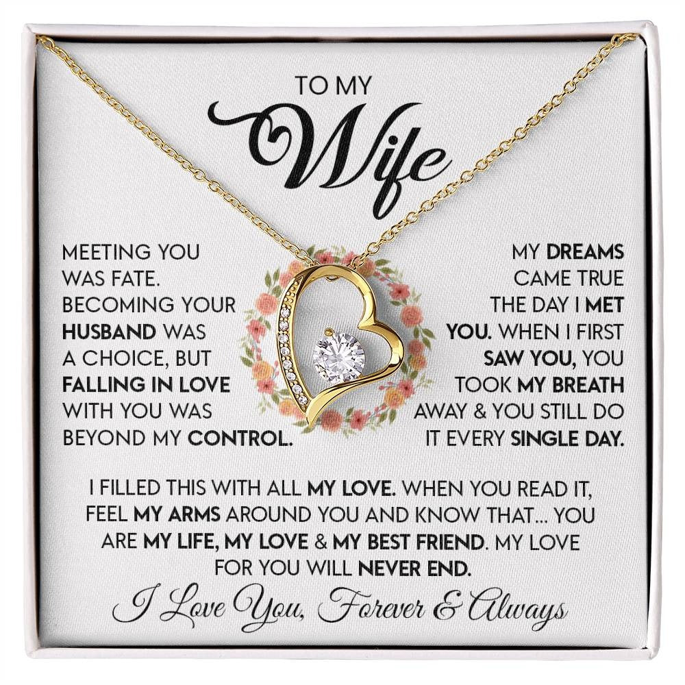 TO MY WIFE - GIFT FROM HUSBAND "Meeting You Was Fate" - Forever Love Necklace (SKUJ12-279)