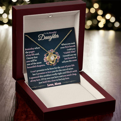 TO MY DAUGHTER "Promise To Love You For The Rest Of Mine" - FROM MOM - Premium Love Knot Necklace