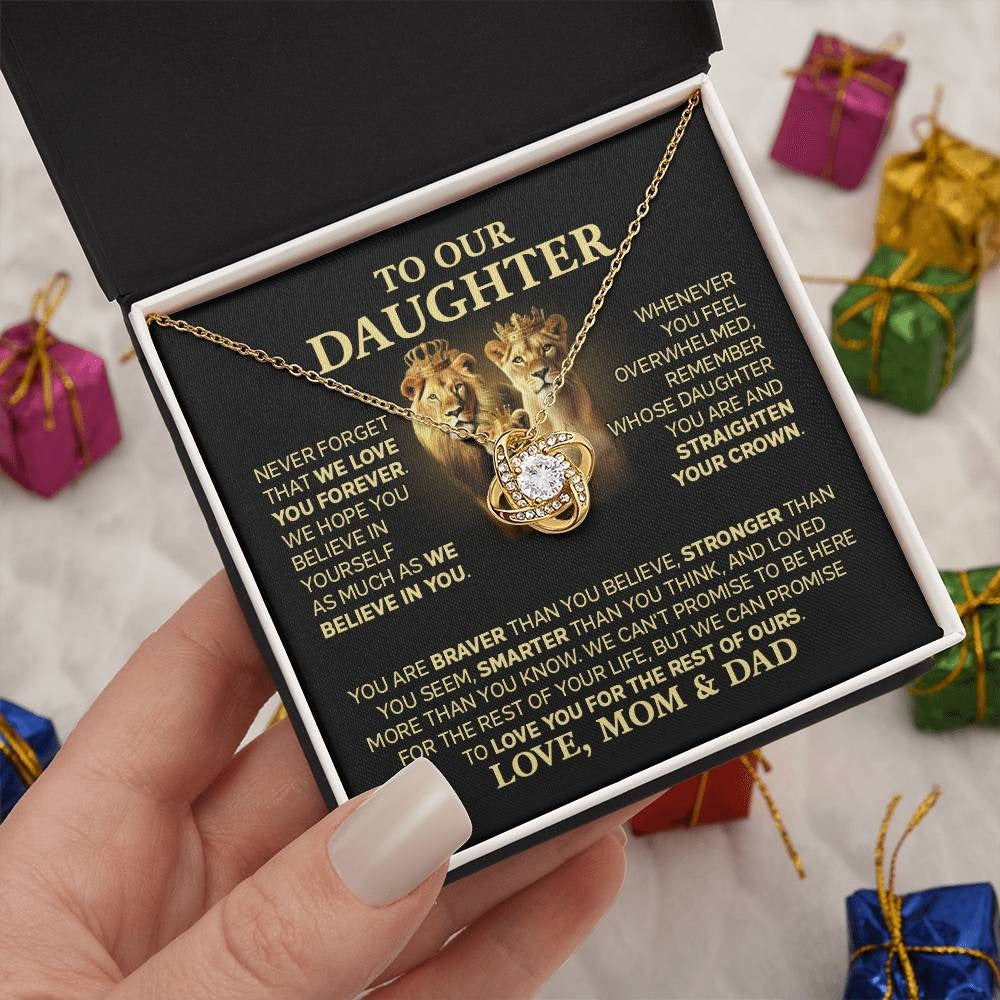 TO MY DAUGHTER FROM DAD AND MOM  - Premium Love Knot Necklace