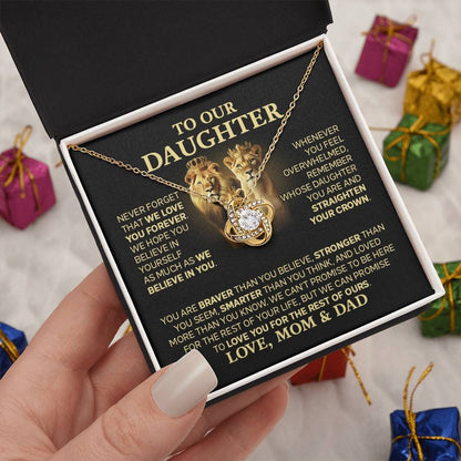 TO MY DAUGHTER FROM DAD AND MOM  - Premium Love Knot Necklace
