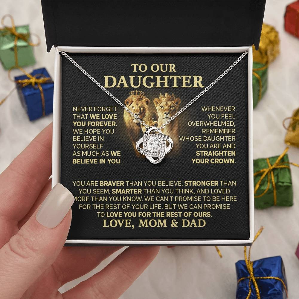 TO MY DAUGHTER FROM DAD AND MOM  - Premium Love Knot Necklace