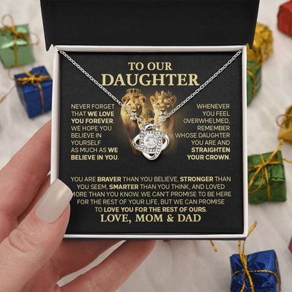 TO MY DAUGHTER FROM DAD AND MOM  - Premium Love Knot Necklace