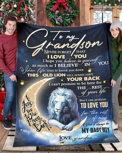 BLANKET FOR GRANDSON – COMFORT & WARMTH GIFT FROM GRANDMA  Sherpa Fleece Quilt Blanket EBIL00 (SKU-CHAU-B19)