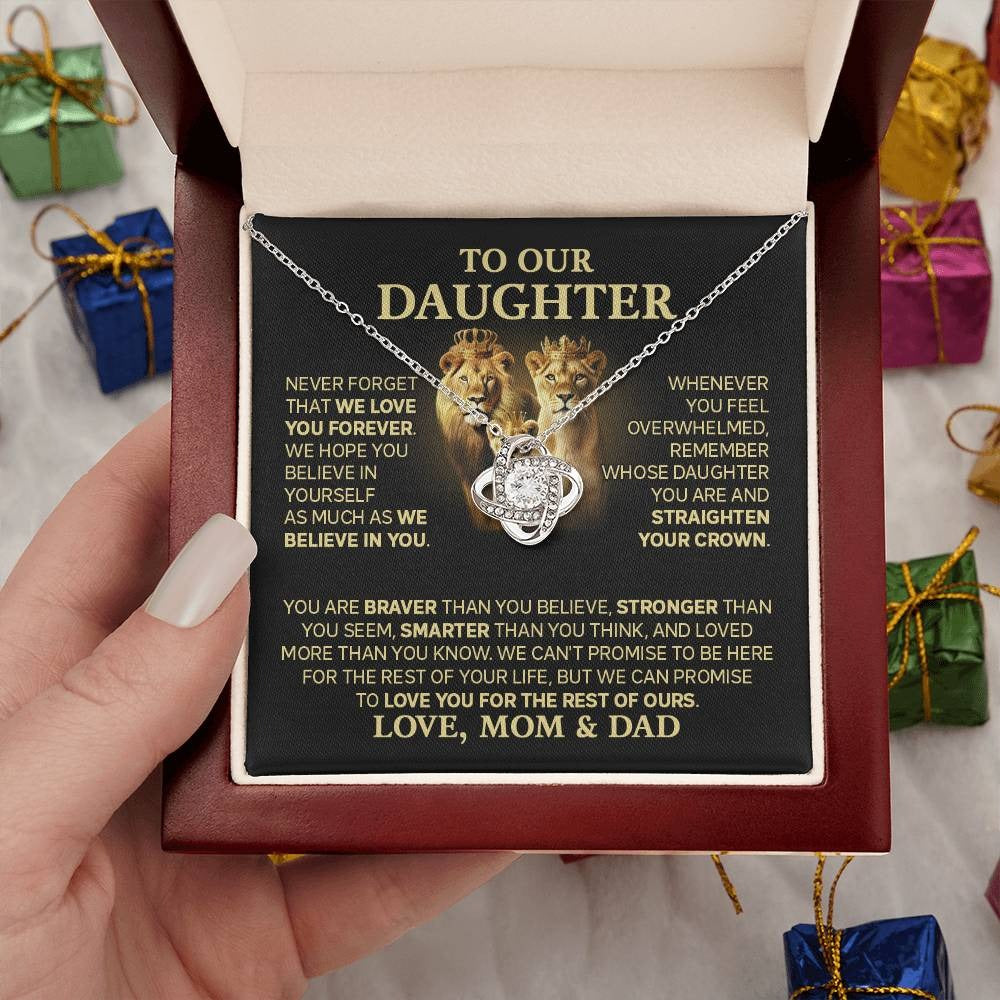 TO MY DAUGHTER FROM DAD AND MOM  - Premium Love Knot Necklace