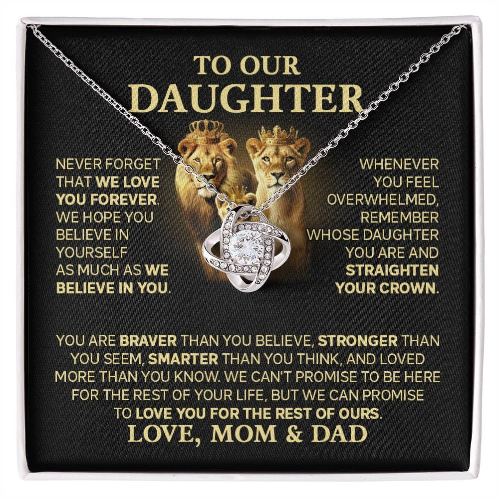 TO MY DAUGHTER FROM DAD AND MOM  - Premium Love Knot Necklace