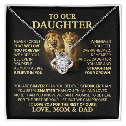 TO MY DAUGHTER FROM DAD AND MOM  - Premium Love Knot Necklace