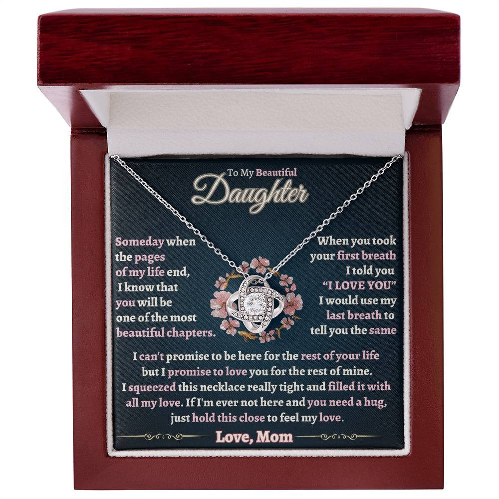 TO MY DAUGHTER "Promise To Love You For The Rest Of Mine" - FROM MOM - Premium Love Knot Necklace