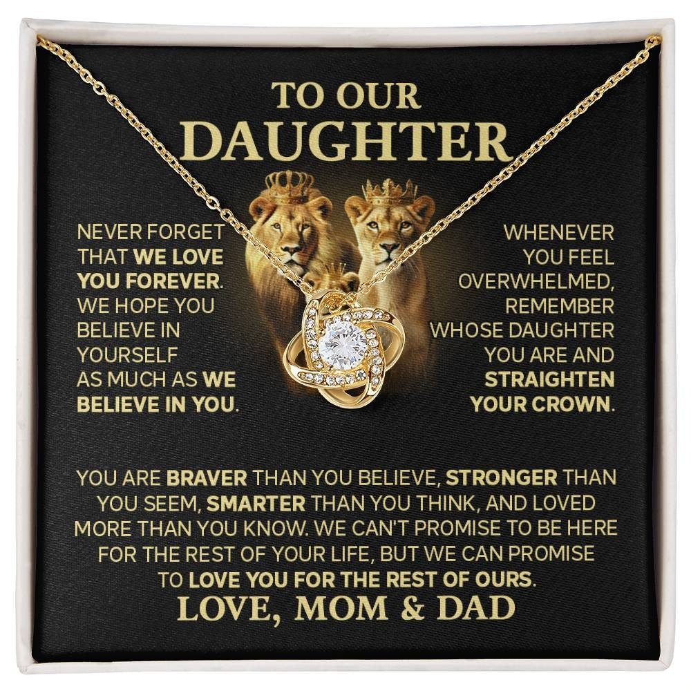 TO MY DAUGHTER FROM DAD AND MOM  - Premium Love Knot Necklace