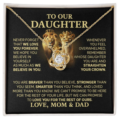 TO MY DAUGHTER FROM DAD AND MOM  - Premium Love Knot Necklace