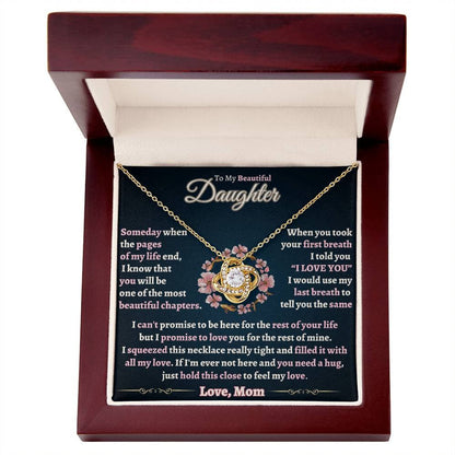 TO MY DAUGHTER "Promise To Love You For The Rest Of Mine" - FROM MOM - Premium Love Knot Necklace