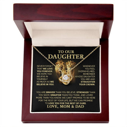 TO MY DAUGHTER FROM DAD AND MOM  - Premium Love Knot Necklace