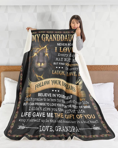 BLANKET FOR GRANDDAUGHTER – COMFORT & WARMTH GIFT FROM GRANDPA  Sherpa Fleece Quilt Blanket NTTD00 (SKUB09-44)