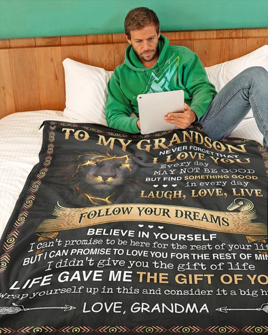 BLANKET FOR GRANDSON – COMFORT & WARMTH GIFT FROM GRANDMA  Sherpa Fleece Quilt Blanket EBIL00 (SKUB09-43)