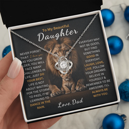 TO MY DAUGHTER FROM DAD "Always Be With You" - Premium Love Knot Necklace