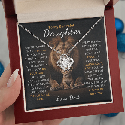 TO MY DAUGHTER FROM DAD "Always Be With You" - Premium Love Knot Necklace