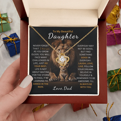 TO MY DAUGHTER FROM DAD "Always Be With You" - Premium Love Knot Necklace