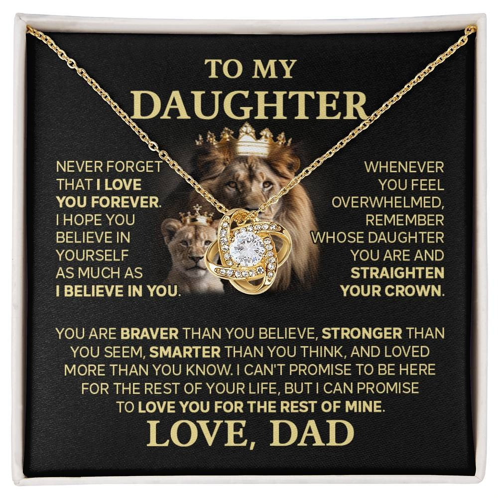 TO MY DAUGHTER FROM DAD "Love You For The Rest Of Mine" - Premium Love Knot Necklace