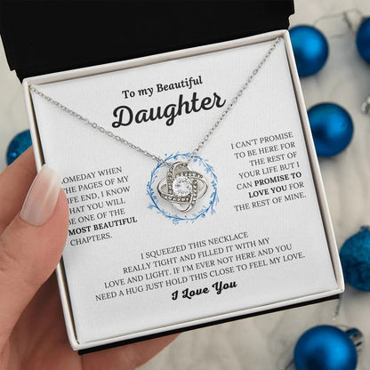 TO MY DAUGHTER FROM MOM and FROM DAD "Promise to Love You" - Premium Love Knot Necklace