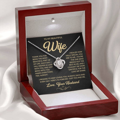 TO MY WIFE FROM HUSBAND "Here’s to forever—just you and me" - Premium Love Knot Necklace