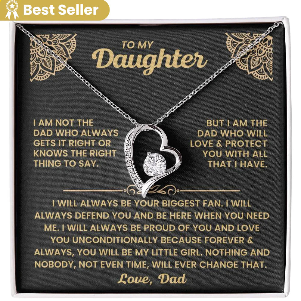 TO MY DAUGHTER "I Will Love and Protect You" - GIFT FROM DAD - Forever Love Necklace