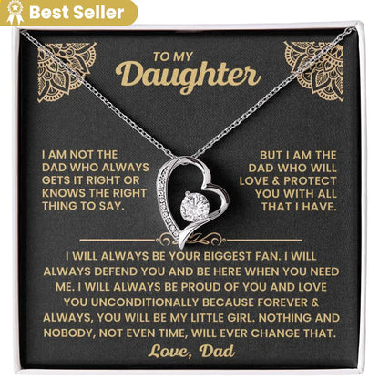 TO MY DAUGHTER "I Will Love and Protect You" - GIFT FROM DAD - Forever Love Necklace