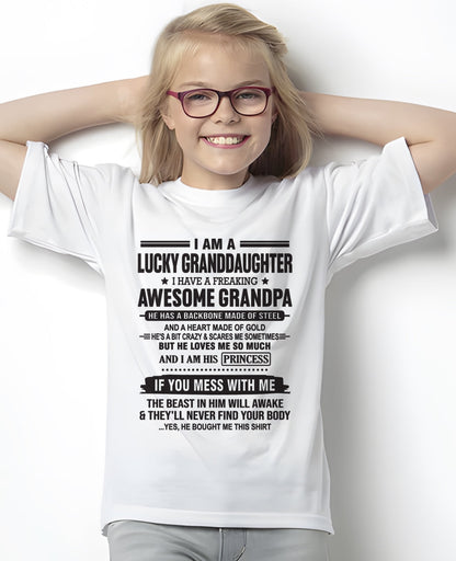 I Am A Lucky Granddaughter T-Shirt – Birthday Gift From Grandpa / Man - EBIL00 (SKU11-122-00)