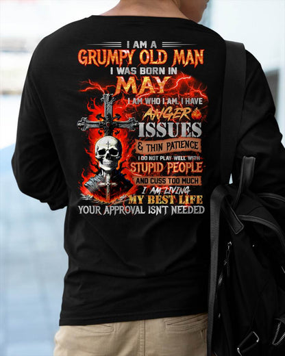 MAY - GRUMPY OLD MAN T-SHIRT - FUNNY SKULL ANGER ISSUES TEE - PERFECT GIFT FOR MEN EBIL05 (SKU12-319-05)